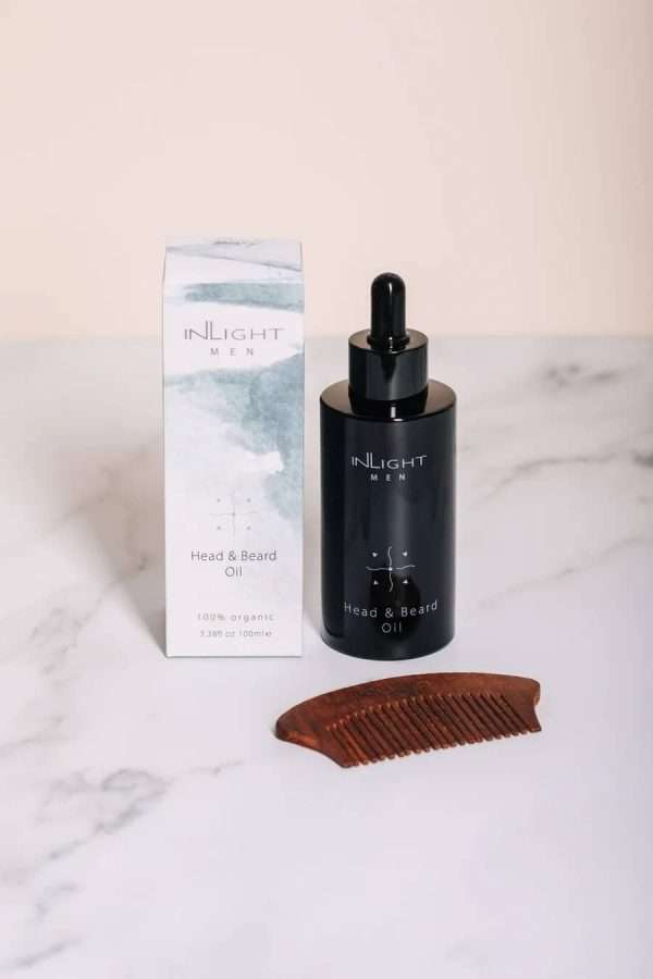 Wooden Beard Comb use with Head and Beard Oil for Men